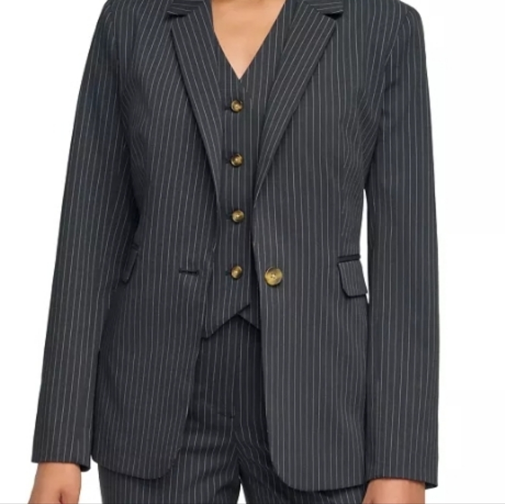 DKNY Women's Notch-Collar Flap-Pocket Long-sleeve Jacket